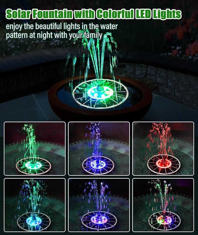 SZMP Solar Fountain Upgraded 100% Glass Panel, 3.5W Solar Powered Water Pump - Image 2
