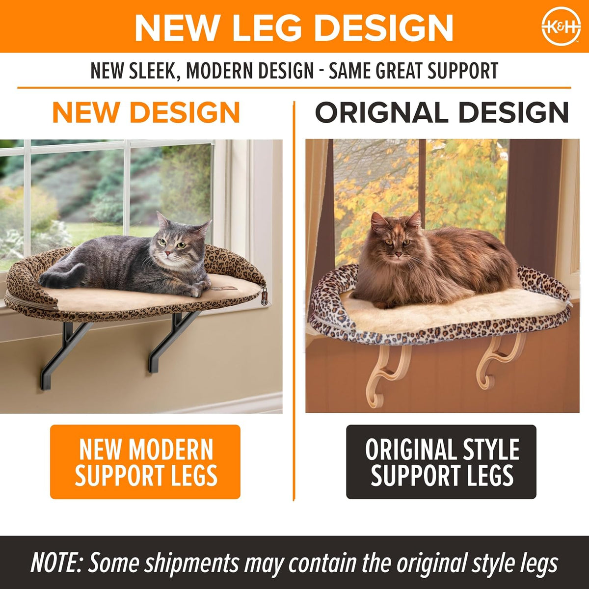K&H PET PRODUCTS Deluxe Kitty Sill with Removable Bolster Tan/Leopard Print 14 X 24 Inches