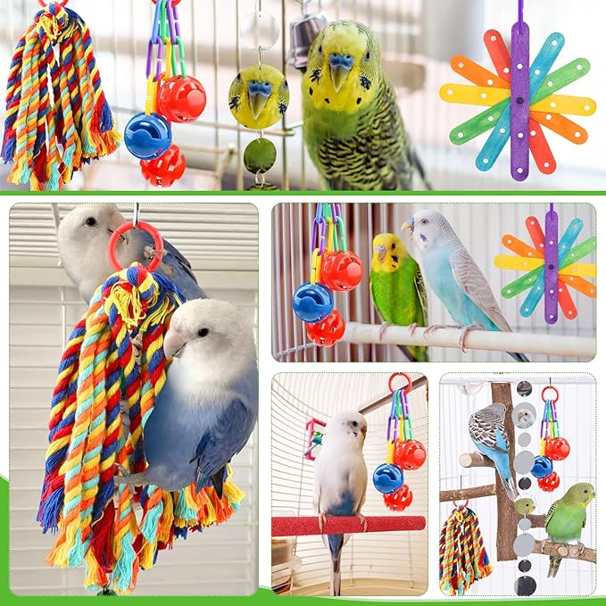 Small Bird Toys Parakeet Cage Accessories, Parakeet Toys, Swing Hanging - Image 4