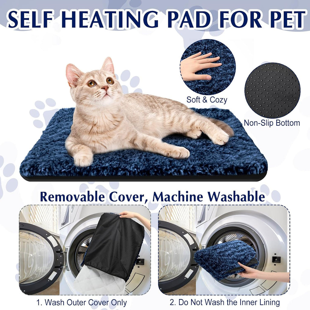 Drydiet 4 Pack Self Warming Cat Mat for Pets, 16 x 20 Inch, Blue, Solid