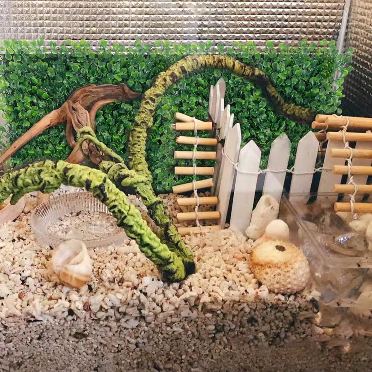 Rainmae 2Pack Faux Grass Mat Fake Turf Hermit Crab Climbing Wall, Hermit Crab Climbing Toys, Plastic Aquarium Plants Lawn Hermit Crab Supplies Climbing and Hide Toy for Gecko Reptile Lizard 10x10 inch