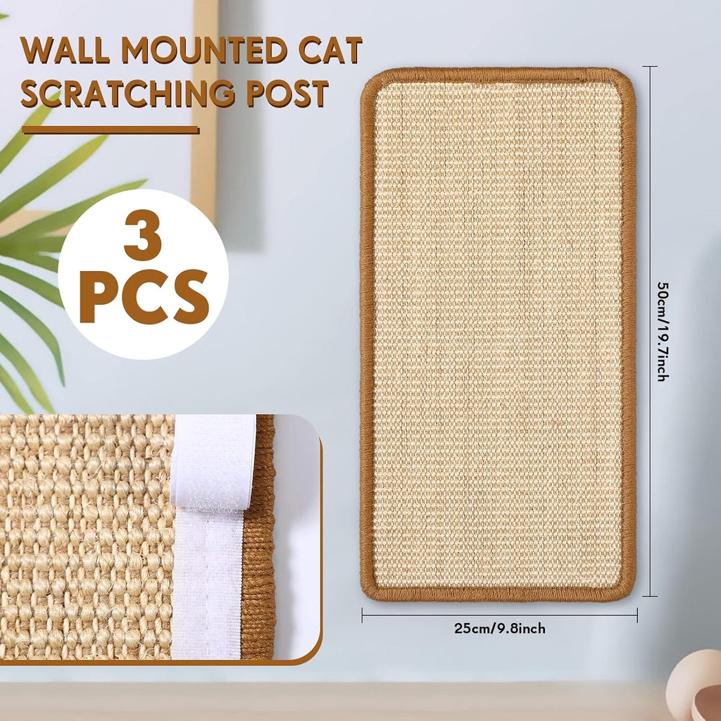 Mixweer 3 Pcs Wall Cat Scratcher Mat 19.7 x 9.8" Mounted Scratching Pad