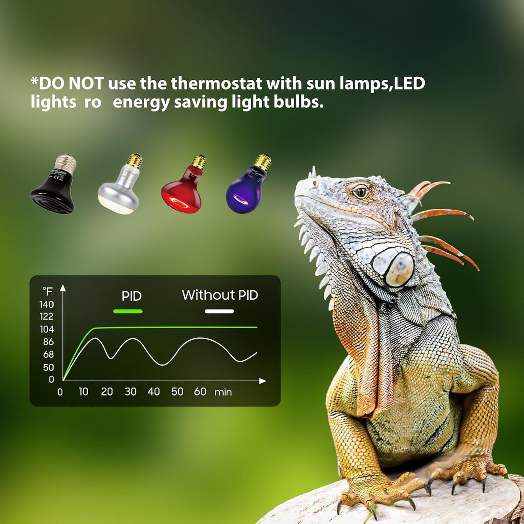 Reptile Dimming Thermostat PID Temperature Controller for Heat Lamp