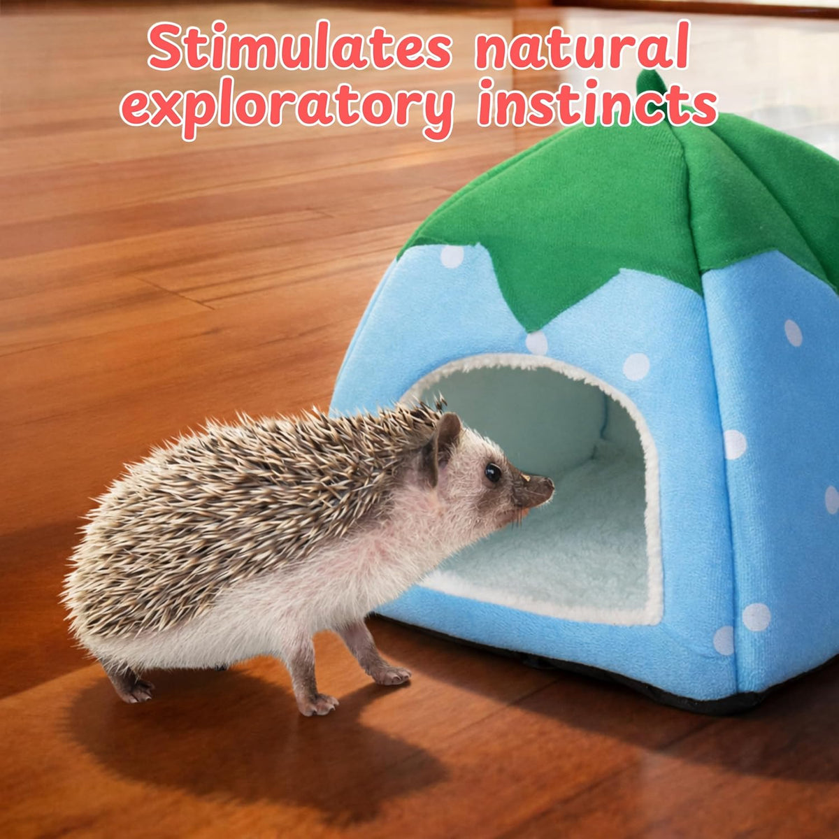 Hides for Hedgehogs Warm Winter Bed, Hedgehog Hideout Bed Nest, Hedgehog Hideout with Disposable Liners, Small Animals Warm House Cage Supplies, Hamster Cage Accessories (Blue, Pee Pads)