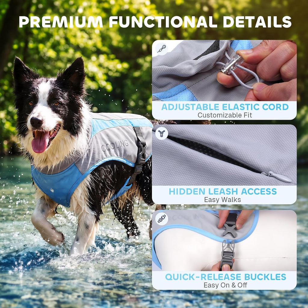 Mora Pets Dog Cooling Vest Lightweight UV Protective Light Gray Blue S