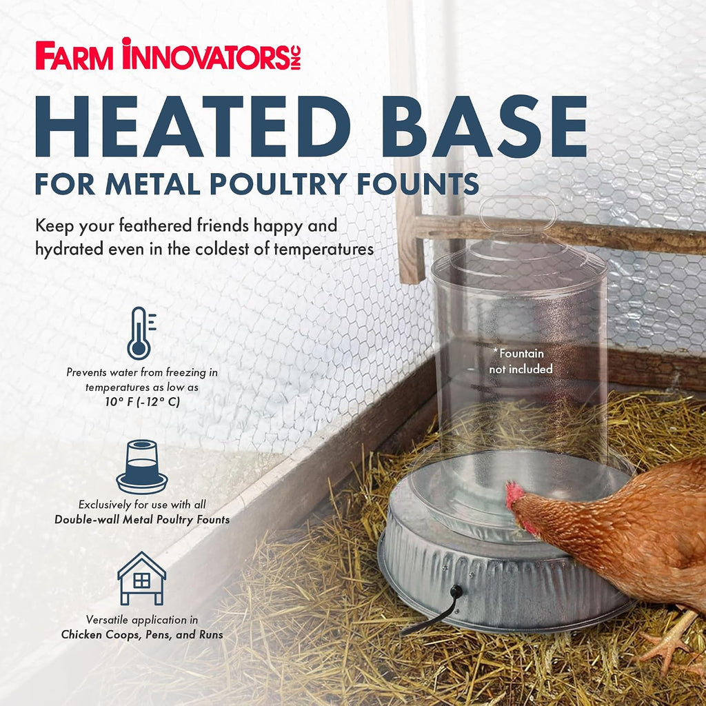 Farm Innovators Heated Base for Double-Wall Metal Poultry Founts, 125 Watts