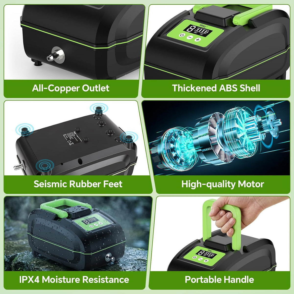 hygger 20W Rechargeable Aquarium Air Pump, Battery Powered Pond Aerator