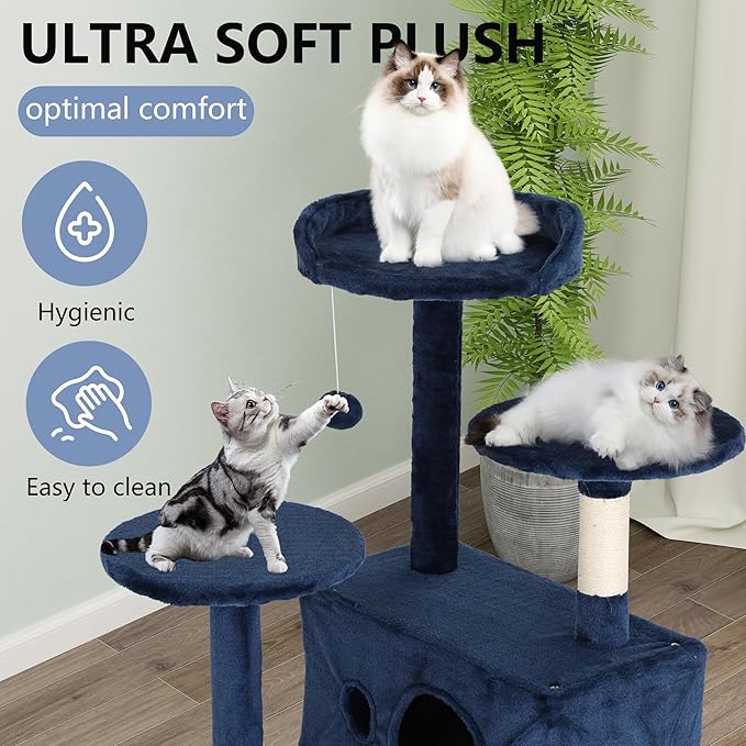 FDW | 54" Cat Tree Tower | Dark Blue | Multi-Level Indoor Activity Center - Image 5
