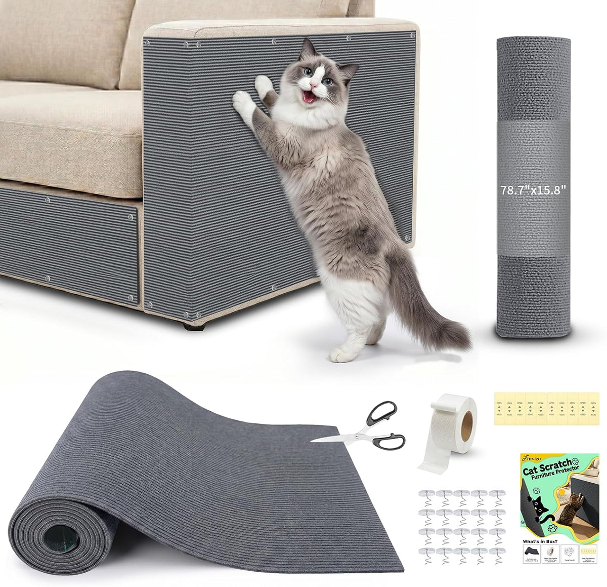 Cat Scratch Furniture Protector: 39.3"x15.8" High Self-Adhesive