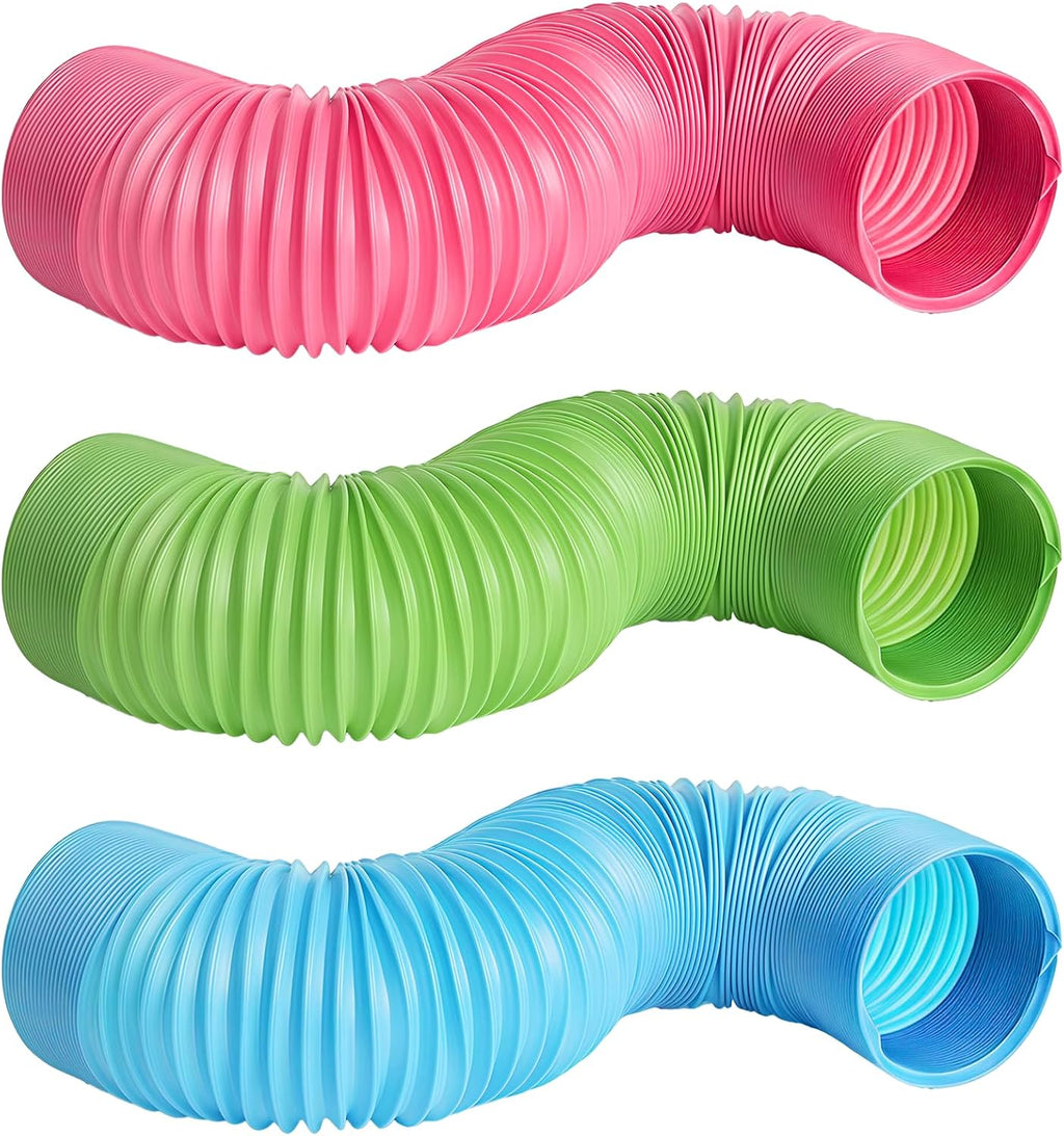 3 Packs Pet Fun Tunnels, Small Animal Tunnel, Foldable Plastic Hamster Tunnel, Tube Pets Hideaway, Pet Mouse Training Hideout Tunnels for Guinea Pigs, Chinchillas, Rats, Ferrets, Dwarf Rabbits