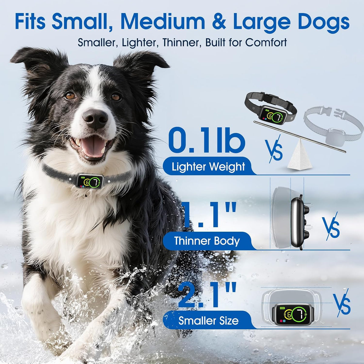 Dog Bark Collar, Smart Anti Barking Device for Dogs with Fast Bark Recognition, Beep & Vibration Barking Collar | Help Turn Barking Chaos into Quiet Comfort for Small Medium Large Dogs