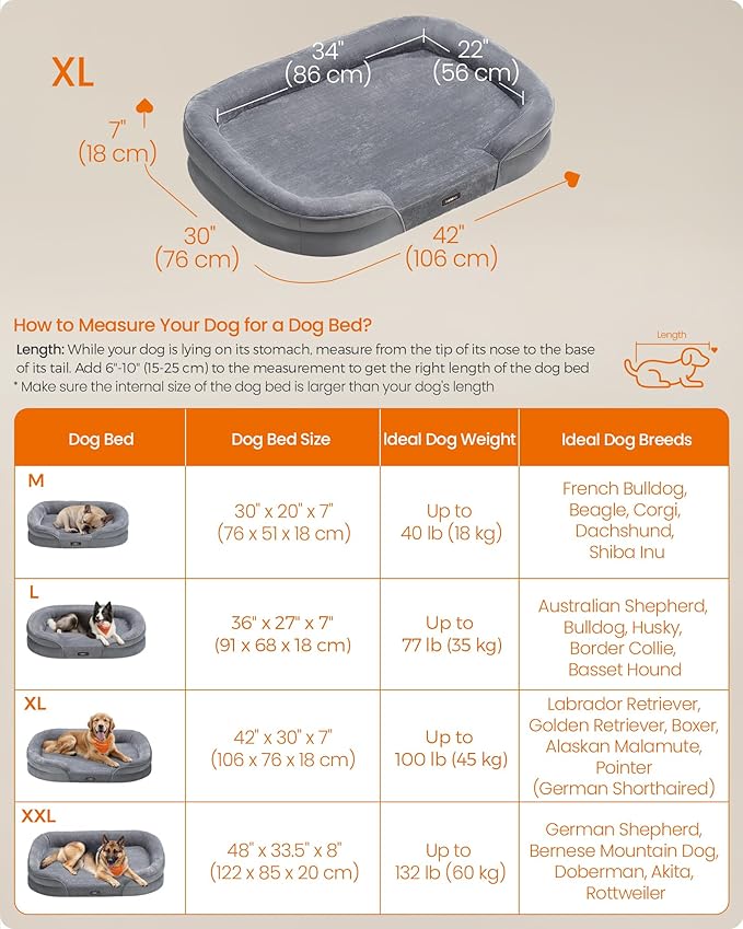 Feandrea Dog Bed, Large Orthopaedic Dog Sofa Bed, Egg Crate Foam, Waterproof - Image 6