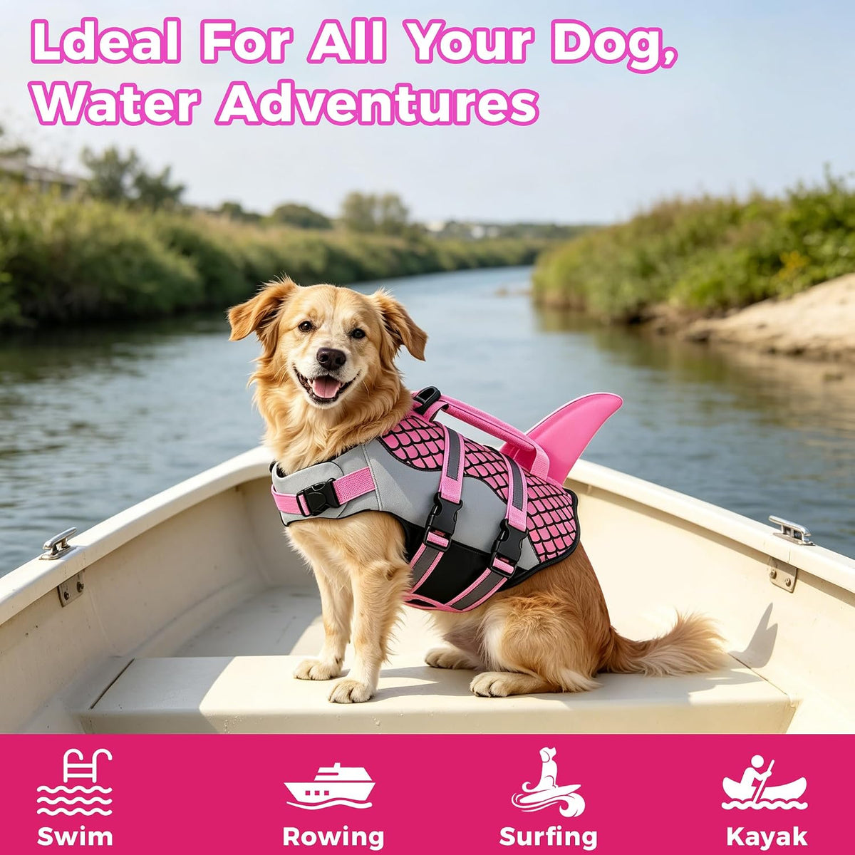 Dog Life Jacket(Shark Pattern/Green, Large)