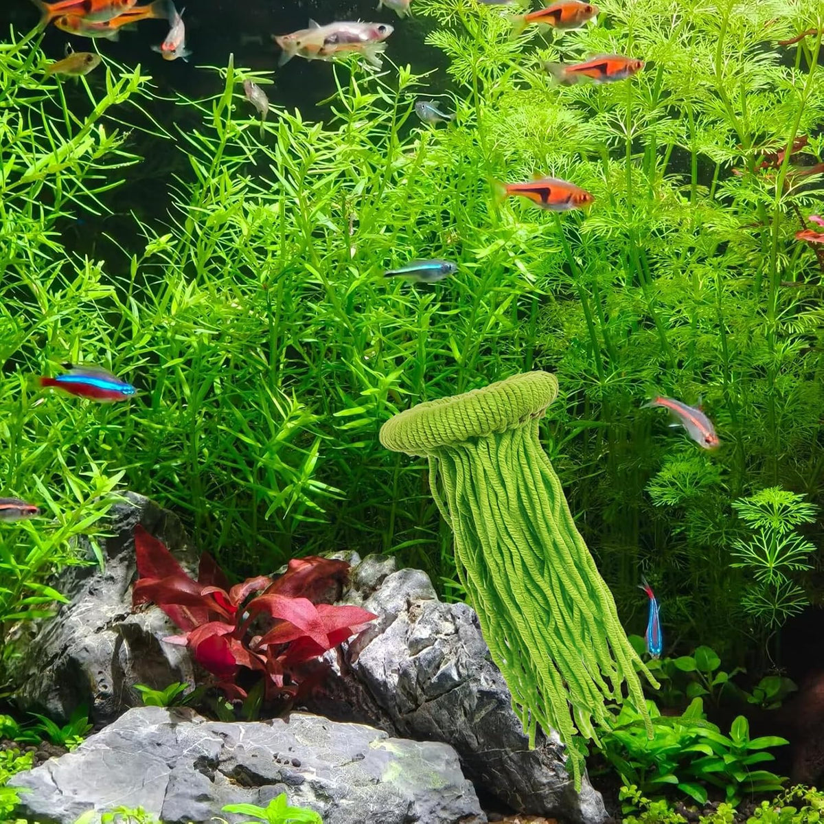 1 PCS Fish Spawning Mops, Fish Breeding Grass Mops, Floating Fish Spawn Breeding Mop for Fish Tank (Green)