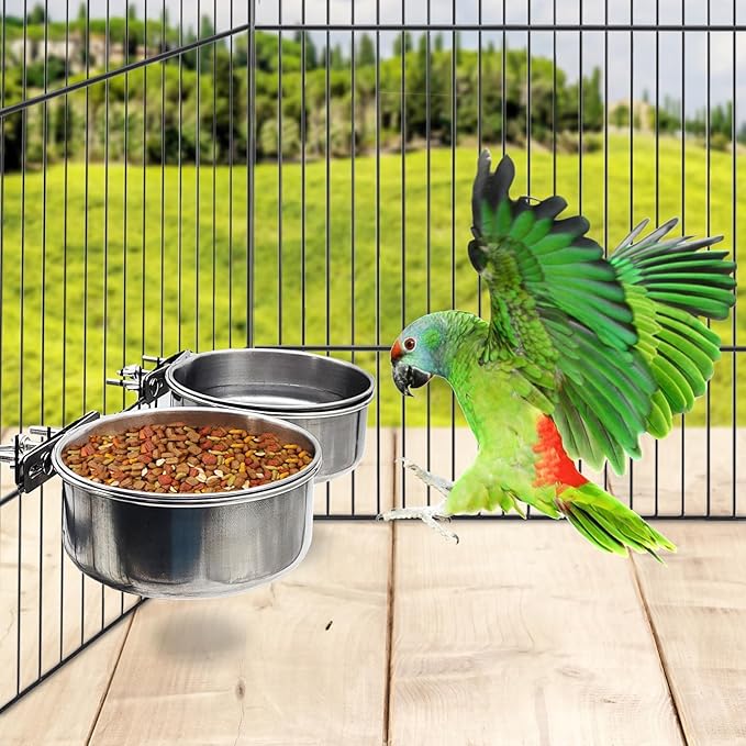 PINVNBY 2pcs Stainless Steel Bird Bowl Feeding Dish Cups - Image 4