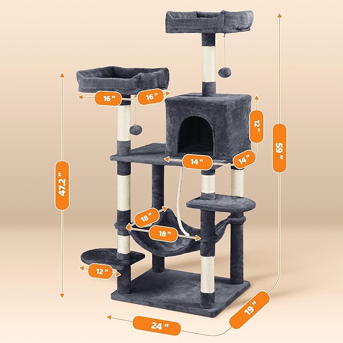 Yaheetech 59in Cat Tree Large Cat Tower - Image 8