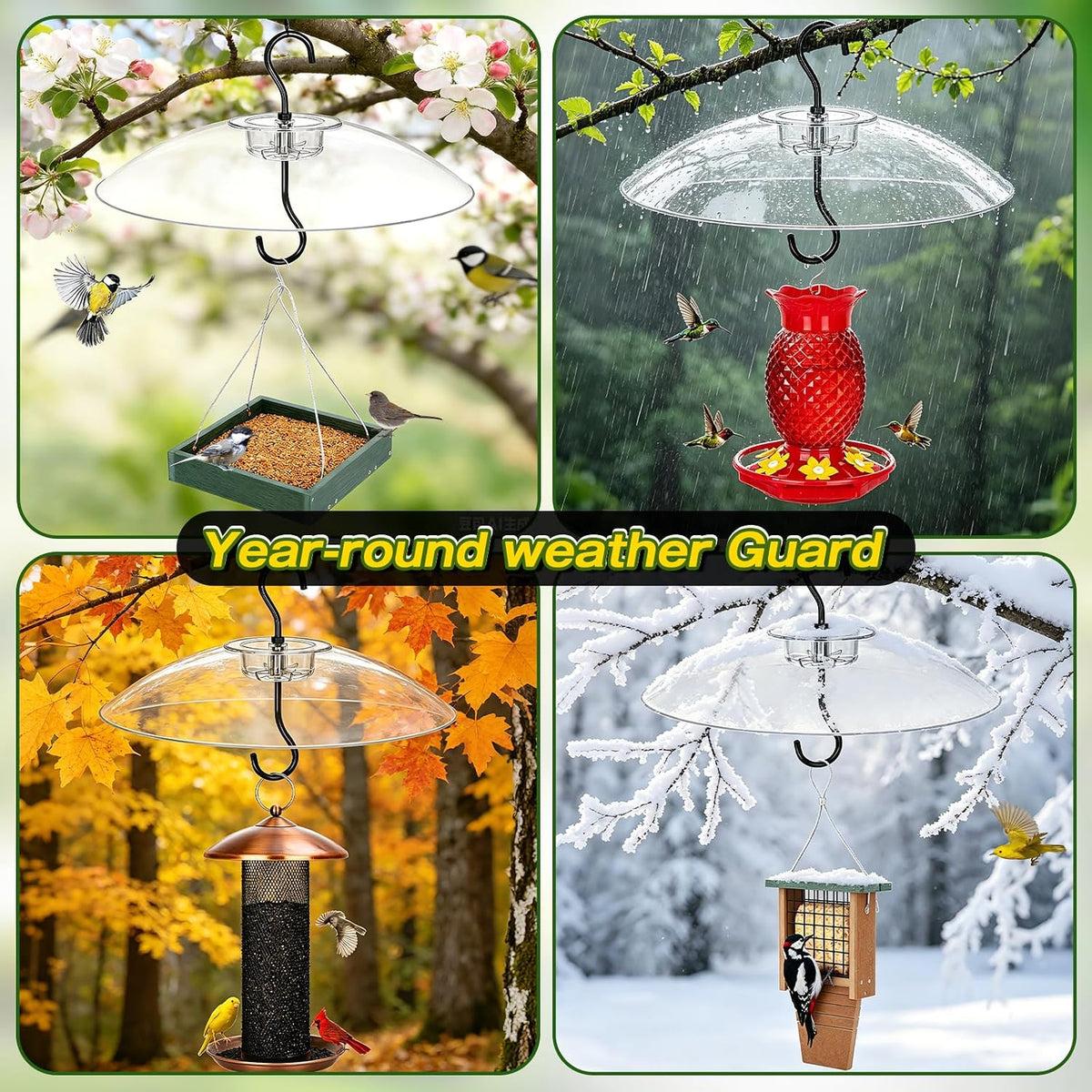 Gtongoko Bird Feeder Cover Dome 12" Clear Bird Feeder Rain Guard 2 Pack