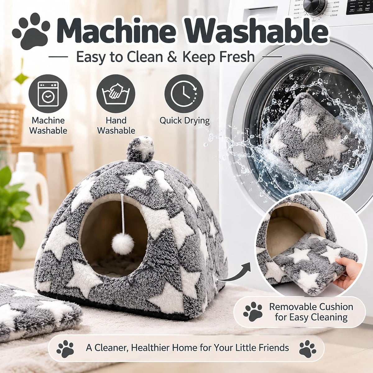 Guinea Pig Bed House Cozy Cave for Hamsters,Hedgehogs Small Rabbits (Grey)