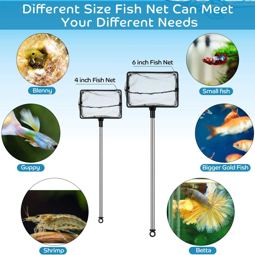 2 Pieces Fish Tank Net Aquarium Mesh Fishes Net Long Handle