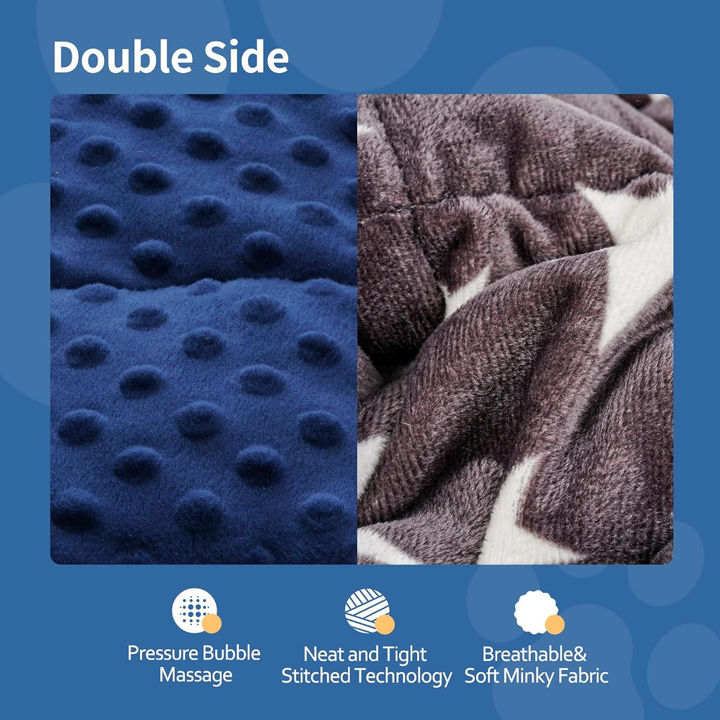 LaSyL Weighted Blanket for Pets | Thunder Blanket for Dogs Anxiety | Premium Soft Minky | Relaxation & Calming & Anti Anxiety | Used in Car, Bed, Couch | Blue Grey Star, Washable Small (24"x32")