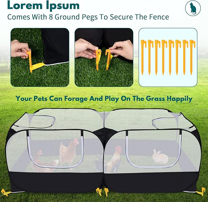 Small Animals Playpen, Pet Cage Tent Large Chicken Run Coop - Image 3