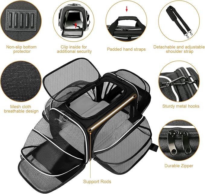 Estarer Soft Sided Pet Carrier Airline Approved, 4 Sides Expandable Collapsible - Image 5