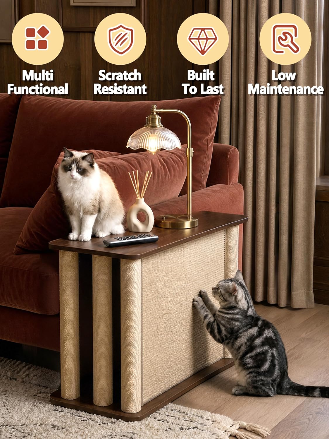 Cat Scratcher Side Table for Couch, Couch Protector