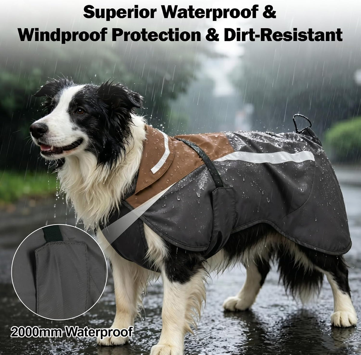 Lightweight Packable Dog Raincoat, Waterproof Windproof Dog Jacket