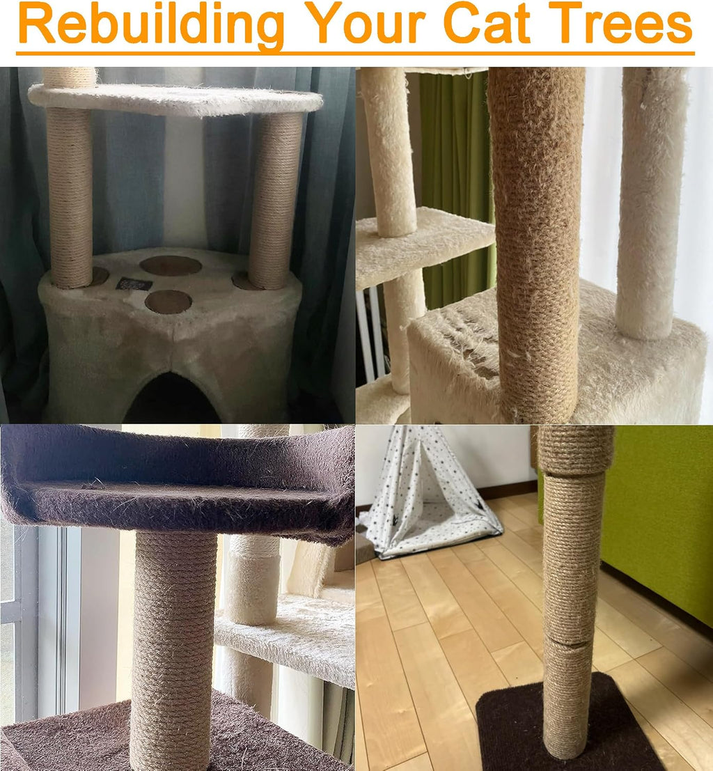 7.4cm 2.91in Diameter Cat Tree Scratching Post Replacement Jute Pole Parts for Cat Tower (9.84in/25cm, M8*2poles)
