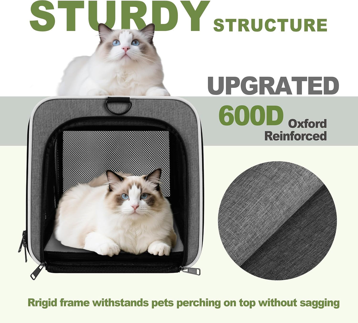 GAPZER Cat Carrier 18x11x11 Top Load, Soft-Sided Pet Travel Bag Over 15 lbs