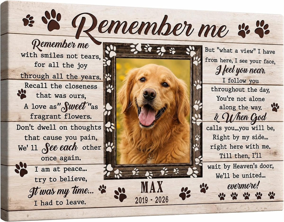 Pet Memorial Frame with Collar Holder, Pet Picture Frame Memorial Gifts for Loss of Dogs, with 2 Pcs Dog Urns Keychain for Ashes