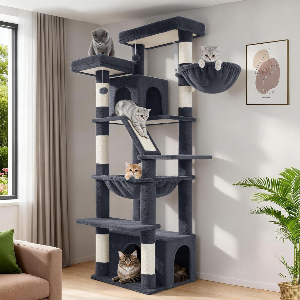 Hzuaneri Large Cat Tree, 72 Inch Tall Multi-Level Cat Tower for Indoor Cats