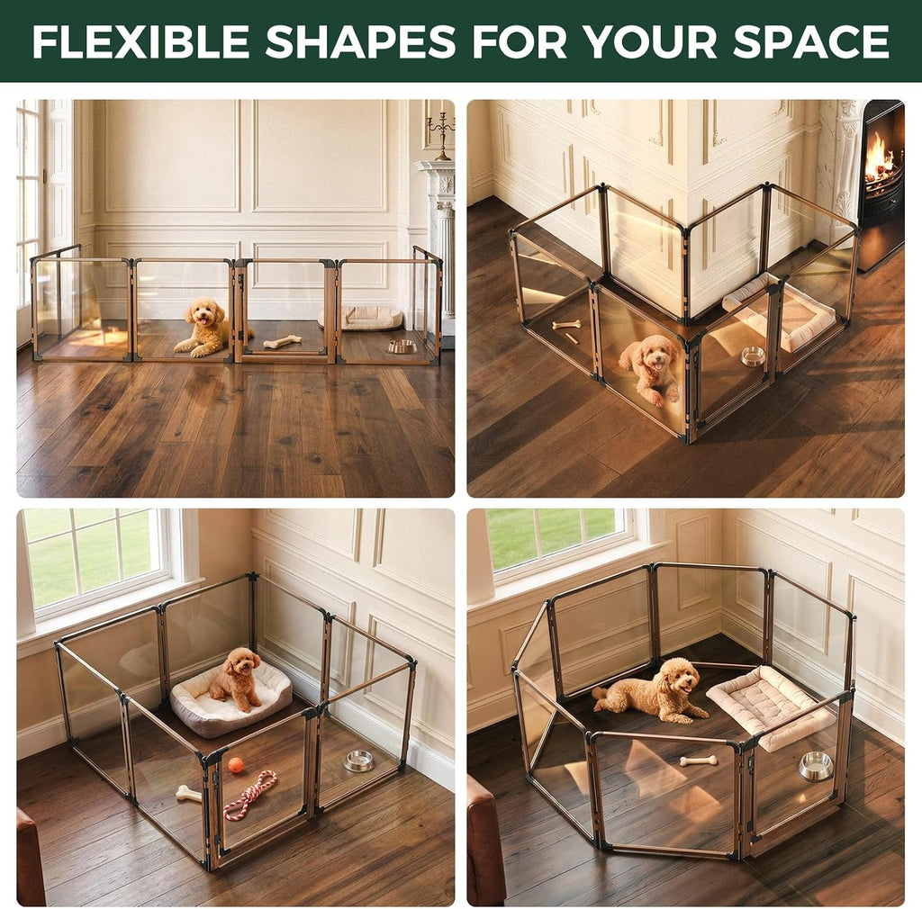 FXW AuraSpace Pro Clear Acrylic Indoor Dog Playpen, 24" H, 8 Panels