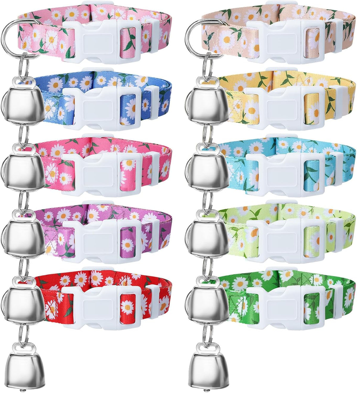 10 Pack Floral Goat Collars Adjustable Grazing Collar with Copper Bells