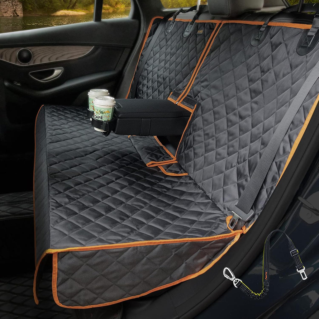 Truck Seat Cover for Dogs, 60 Inch Waterproof Nylon Oxford Back Seat Protector for Ford F150 F250 Ram 1500 Silverado GMC Sierra Tundra, No Chemical Odor, Stain Resistant, Velcro Opening