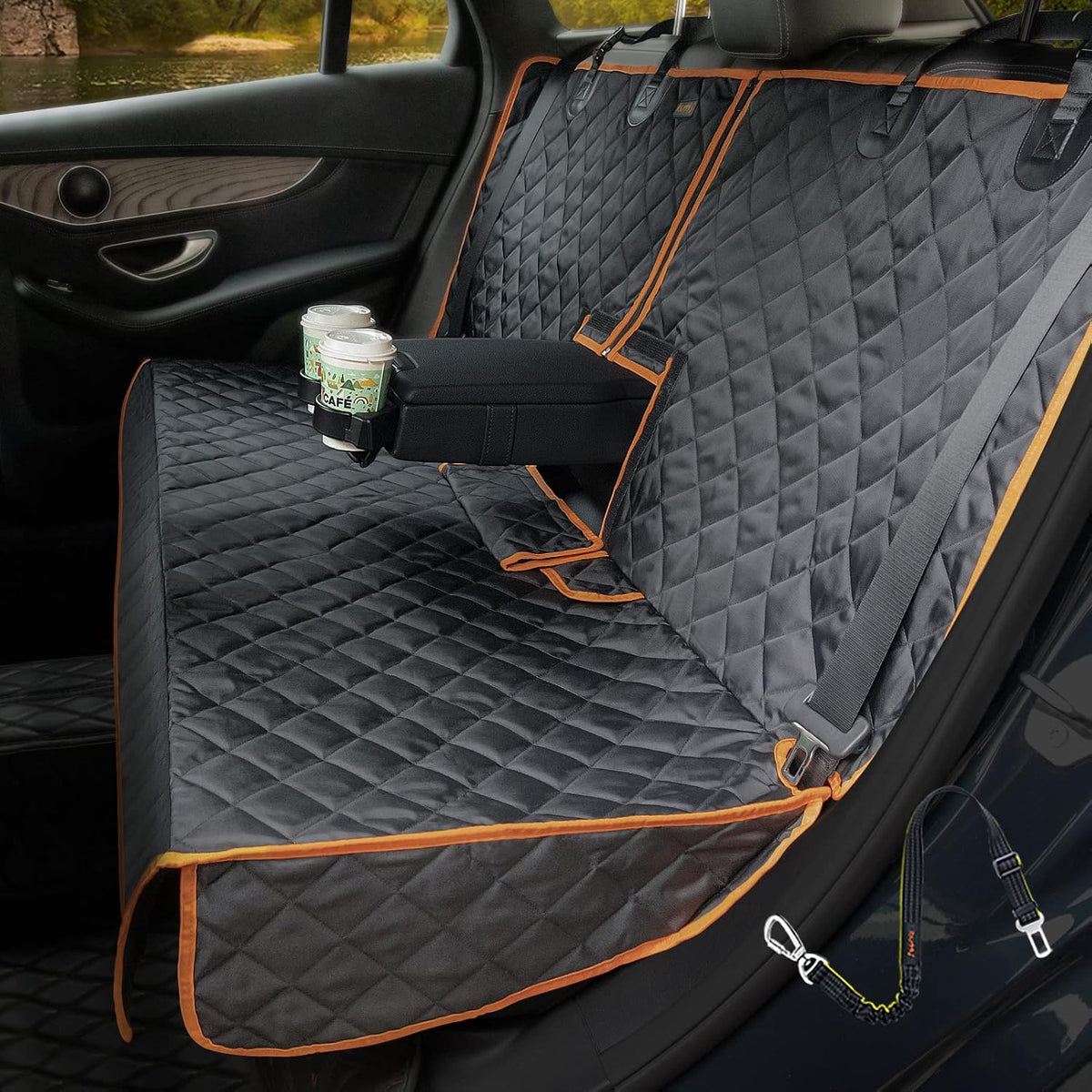 Truck Seat Cover for Dogs, 60 Inch Waterproof Nylon Oxford Back Seat Protector for Ford F150 F250 Ram 1500 Silverado GMC Sierra Tundra, No Chemical Odor, Stain Resistant, Velcro Opening