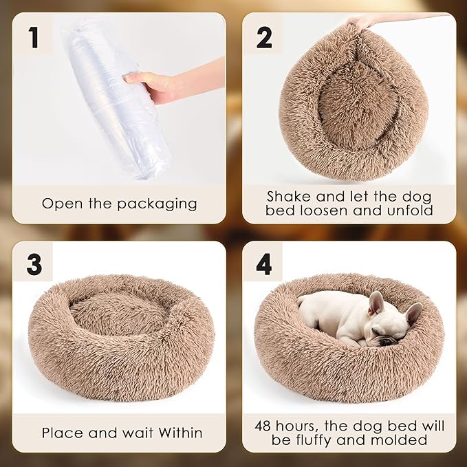 28in Large Dog Bed, Medium Size Dog and Cats, Calming Donut Bed - Image 7