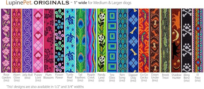 Large Dog Collar by Lupine 1" Wide Jelly Roll Design adjusts from 16" to 28" - Image 2
