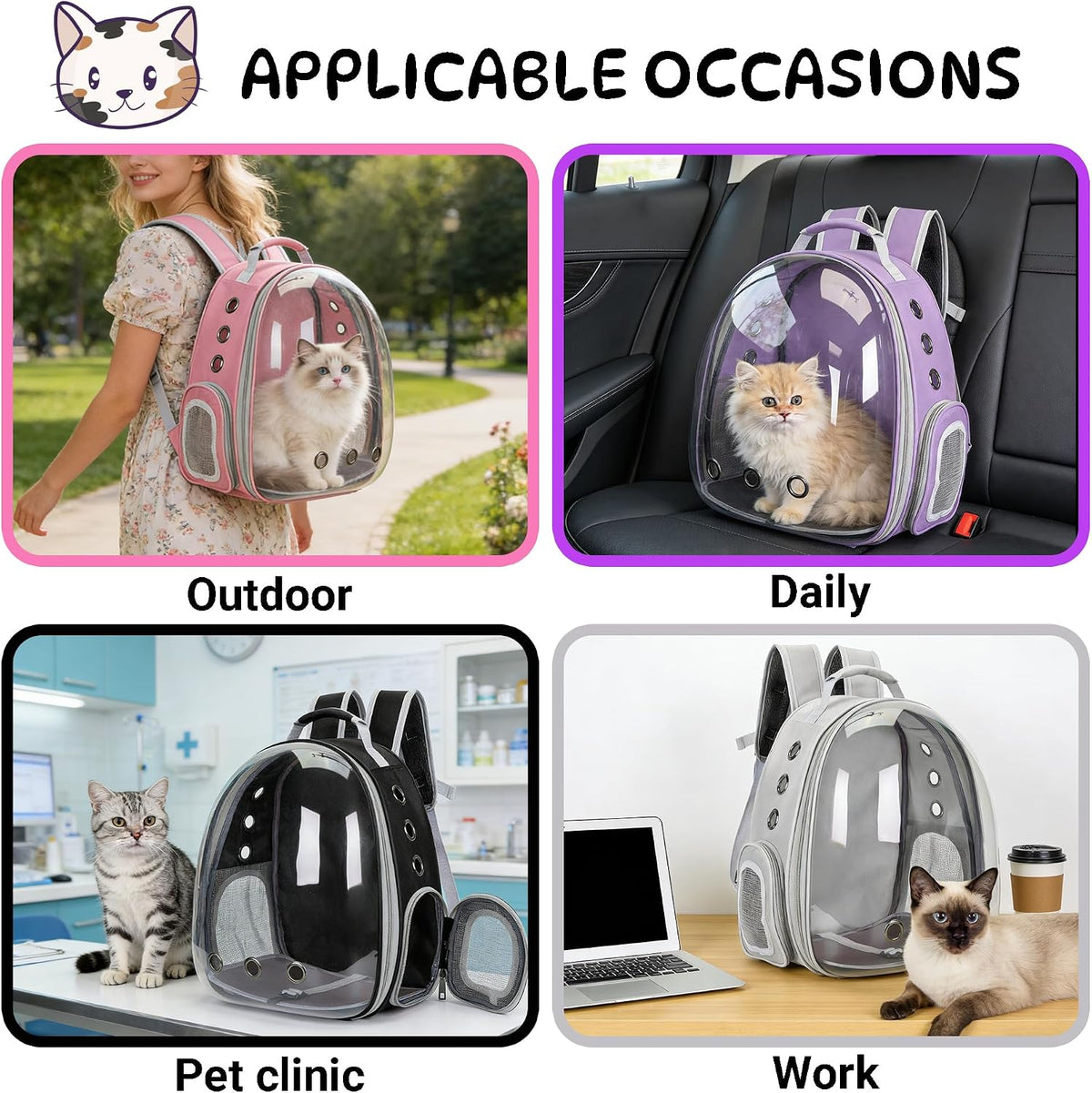 Cat Backpack Carrier Bubble Carrying Bag (Red)