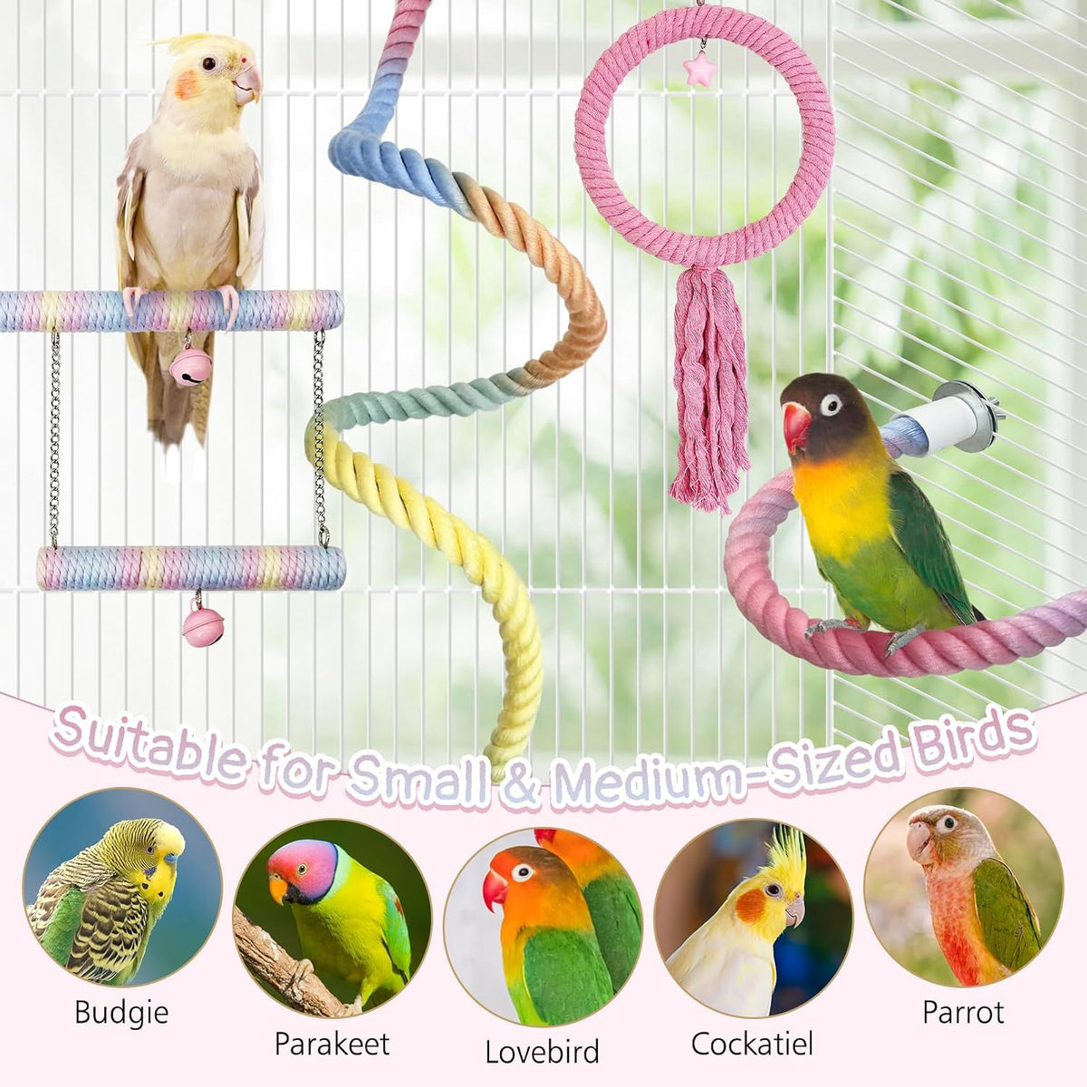 4 Pcs Bendable Bird Rope Perches Parrot Perch Rope Stand