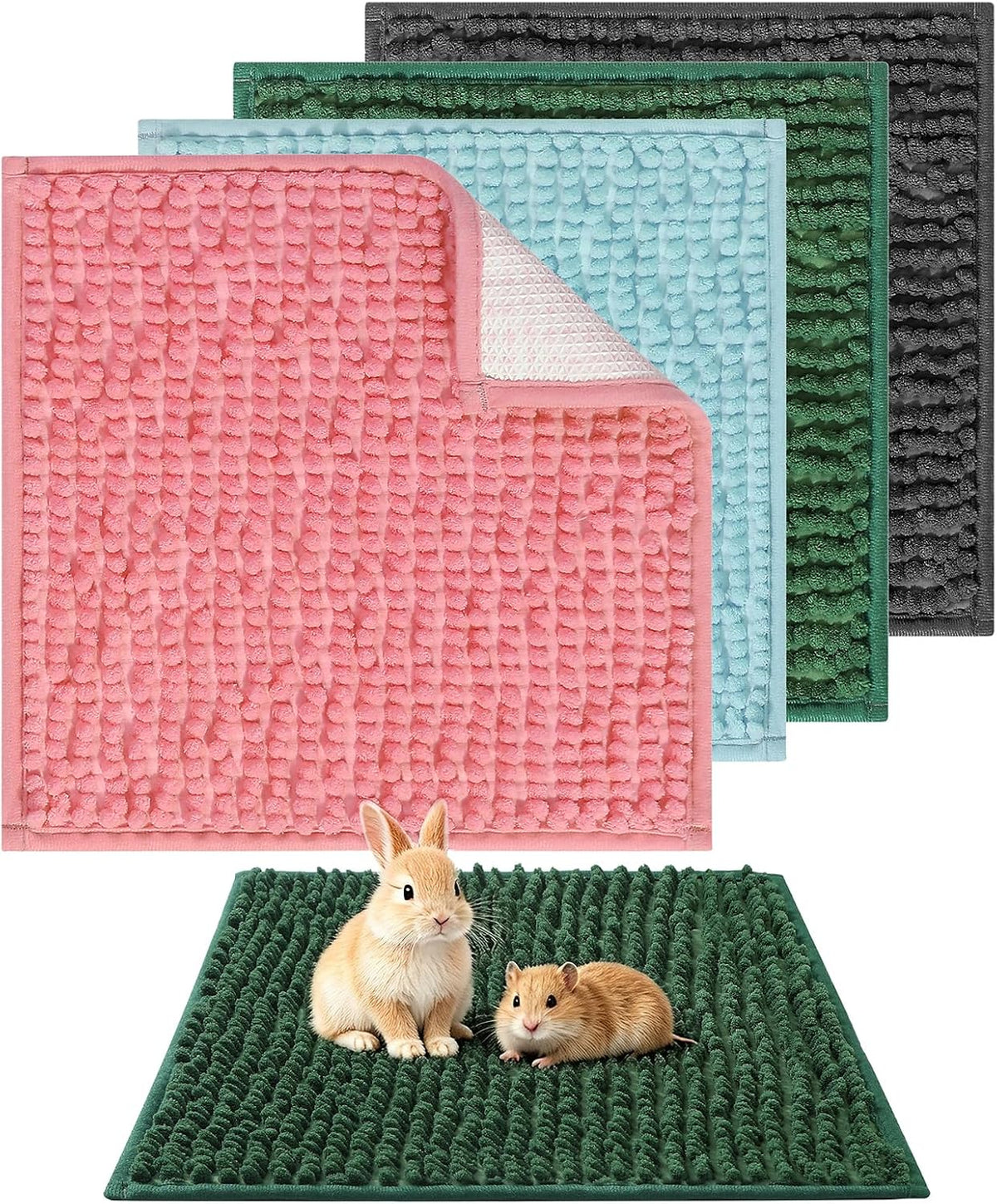 4 Pcs Guinea Pig Cage Liner 12X12 Charcoal Gray Washable Fleece Pee Pads