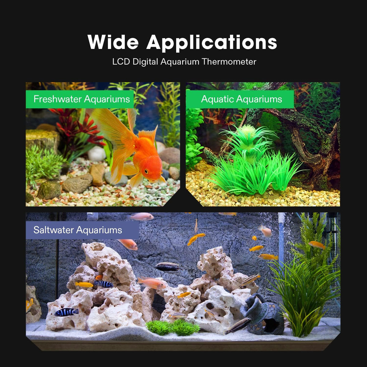 VIVOSUN 4-Pack LCD Digital Aquarium Thermometer