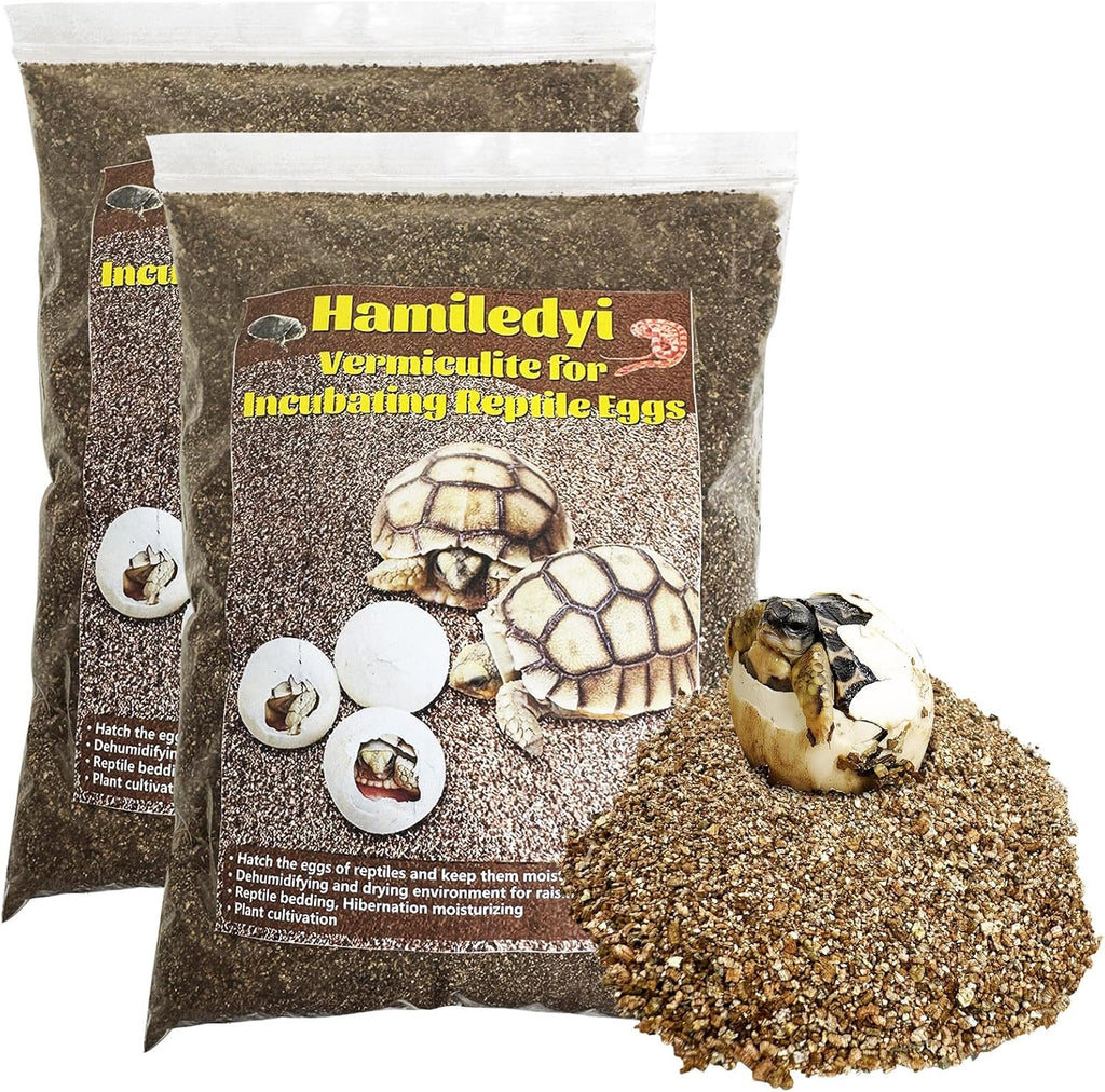 Hamiledyi Vermiculite for Incubating Reptile Eggs Terrarium Bedding Snake Habitat Substrate Reptile Bedding for Tortoise, Gecko, Ball Python, Salamander, Snake, Horned Frog(2Pack,0.87gal)