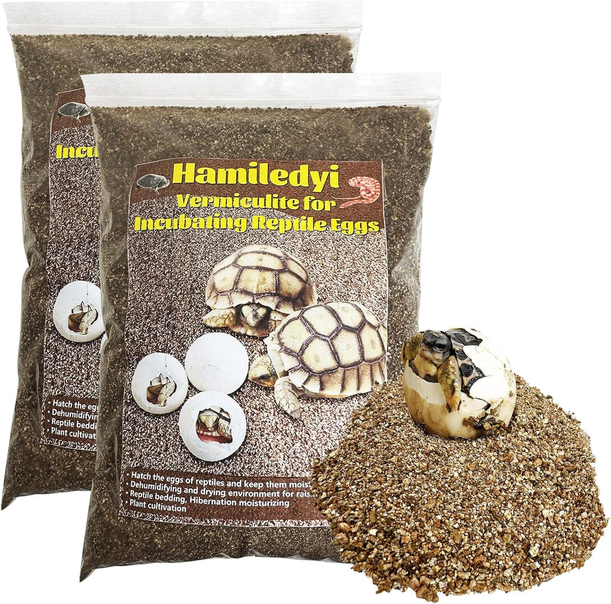 Hamiledyi Vermiculite for Incubating Reptile Eggs Terrarium Bedding Snake Habitat Substrate Reptile Bedding for Tortoise, Gecko, Ball Python, Salamander, Snake, Horned Frog(2Pack,0.87gal)