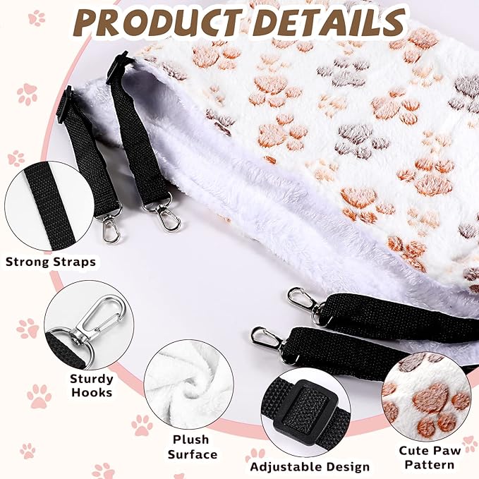 Geelin 4 Pcs Cat Hammock for Cage Hanging Soft Pet Hammock Bed - Image 3