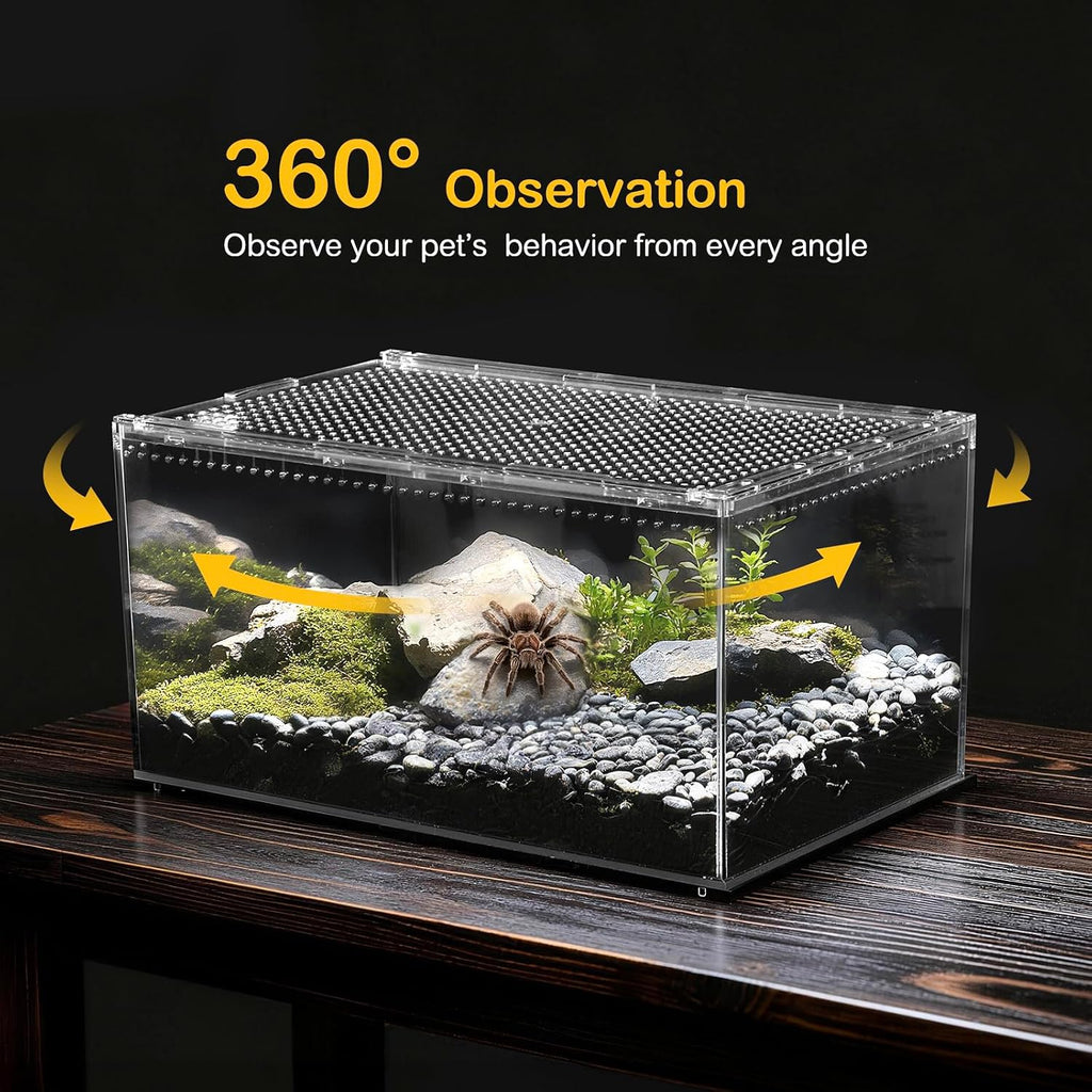 Reptile PC Tank,Escape Proof Magnetic Lid Tarantula Enclosure Small