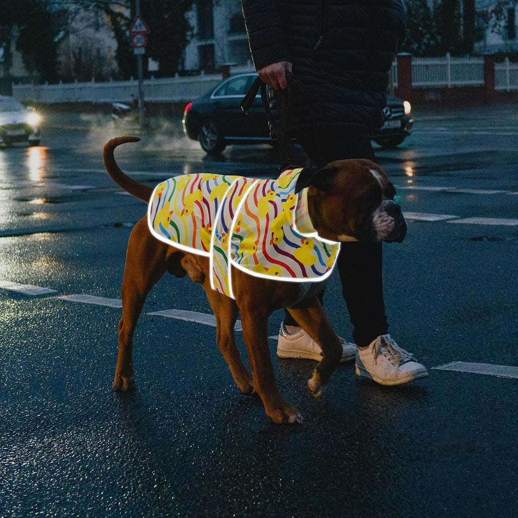 Dog Raincoat for Medium Dogs Waterproof Jacket Hooded Rain Coats with Reflective Strips Leash Hole & Poncho Adjustable Fit (Rainbow,M)