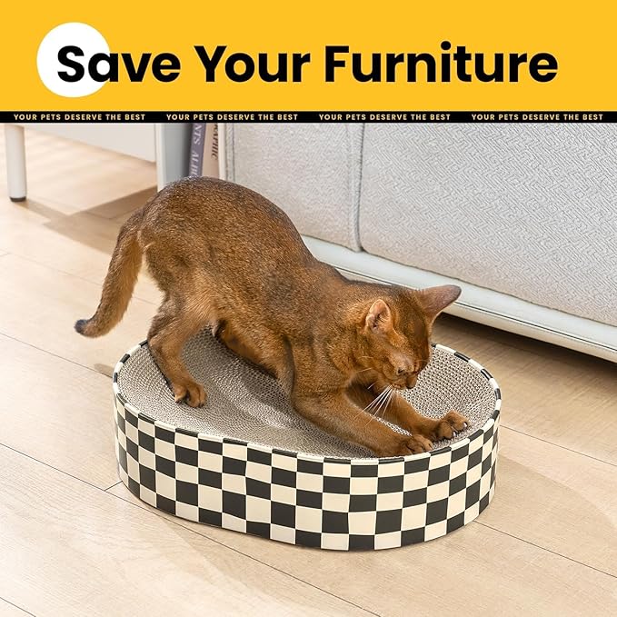 Cat Scratcher Cardboard, 2-in-1 Oval Scratching Pad & Lounge Bed, High-Density - Image 3