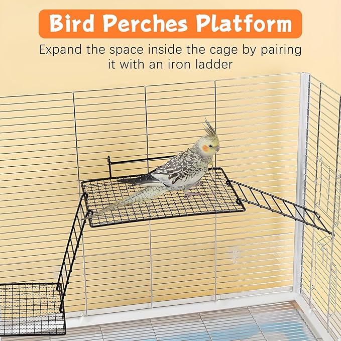 BNOSDM 4 PCS Bird Perches Platform, Stainless Steel Grid Platform - Image 2