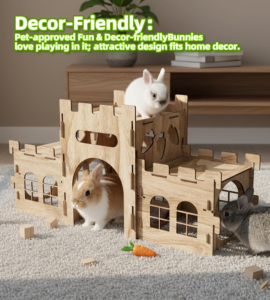 Large Bunny Castle Sturdy House for Rabbits Ferrets Guinea Pigs